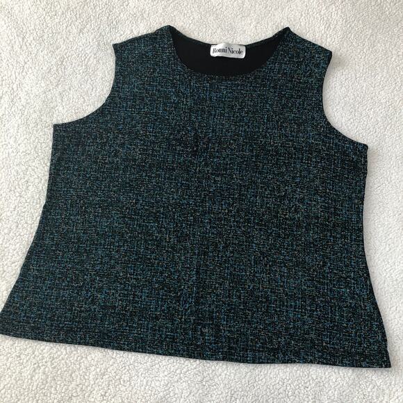 Vintage green abstract retro printed sleeveless blouse top medium - Picture 2 of 3